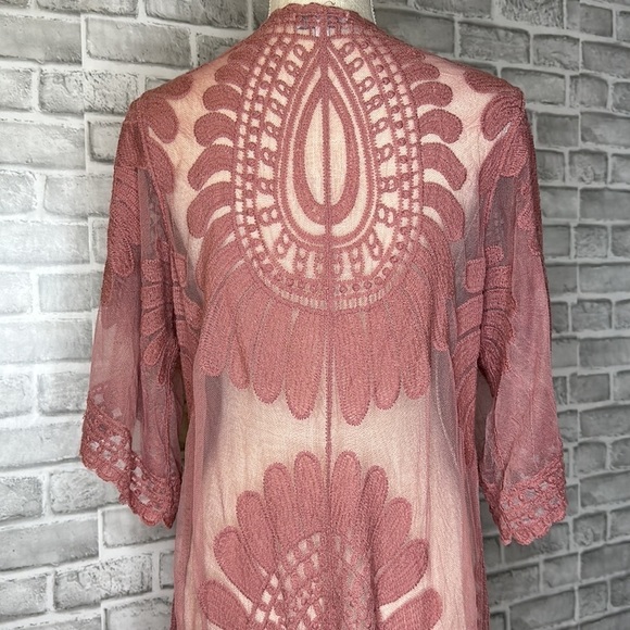 Rebellion Again dusty rose long kimono. Bohemian style. Lightweight. Size medium - Picture 6 of 14